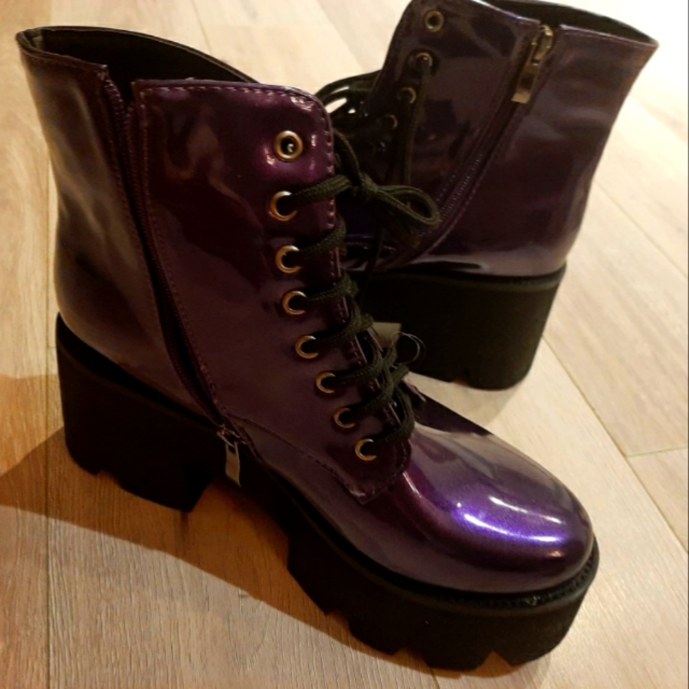 Purple combat boots